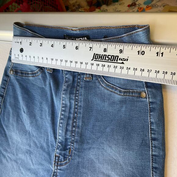 Fashion Nova Women Leggings size 3 Blue High Rise Stretch Boot Cut - Picture 2 of 10